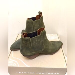 Olive Suede Chelsea Ankle Boots - Women's 7.5